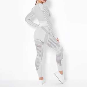 Haute qualité femmes séchage rapide coupe-vent Fitness sport soutien-gorge Leggings ensemble respirant deux pièces Yoga tenue cordon de serrage - Product Image 6