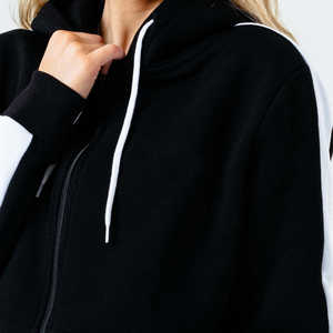 Broderie délavée recadrée Sport Street Wear Logo personnalisé fermeture éclair deux 2 pièces pantalons de survêtement et sweat à capuche ensemble Joggers survêtements femmes - Product Image 3