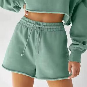 2025 Spring Custom Women Two Piece Sets Jersey Loungewear Crop Top Hoodie Jacket Shorts Sets Zip Jacket Track Women Shorts Set - Product Image 6