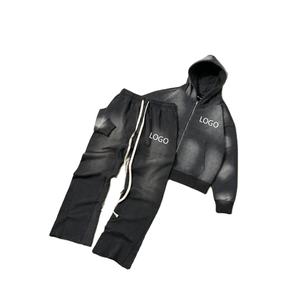 ชุดวอร์มและเสื้อฮู้ดแขนยาวผ้าคอตตอนระบายอากาศได้ดีชุดวอร์มใส่วิ่งจ๊อกกิ้งแอซิดปรับแต่งโลโก้ได้ตามต้องการ - Product Image 2