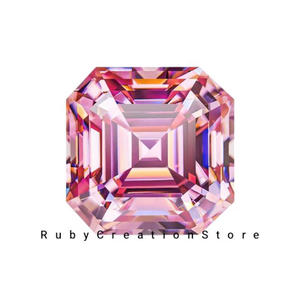 พลอยมอยส์ซาไนต์ทรงแอสเชอร์สีชมพูที่ดีที่สุด ความใส VVS1 ทุกขนาดสำหรับทำเครื่องประดับ ขนาด 4 มม. - Product Image 3