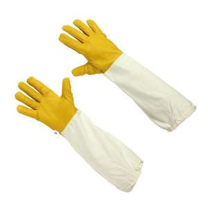 Guantes de apicultura de cuero de piel de cabra blanca de Venta caliente, lona de manga larga, protección, precio barato, OEM/ODM disponible - Product Image 3