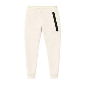 Conjunto Deportivo de Chaqueta con Capucha y Cremallera Completa y Pantalones Deportivos de Felpa Técnica para Hombre, Color Marfil, para Entrenamiento Atlético - Product Image 6