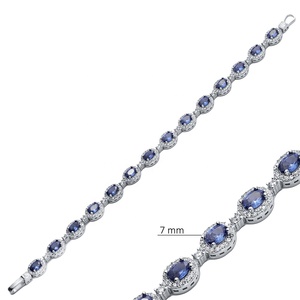 CZ Tanzanite Pierre Forme Ronde Tennis Bracelet 925 En Argent Sterling En Gros Fabriqué À La Main bijoux fins pour les femmes - Product Image 2