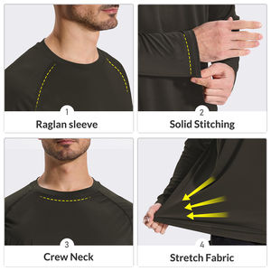 Moda para hombres Ropa al aire libre Rash Guard Camisetas Manga larga Nuevo producto Cuello redondo Slim-Fit Rash Guard para hombres OEM personalizado - Product Image 4