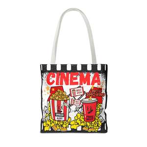 Borsa Tote Essenziale per Serata Cinema con Chiusura Aperta e Design Popcorn e Film per Uso Cinematografico - Product Image 2