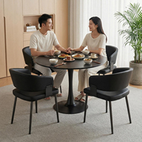 Ensemble de table à manger moderne avec 4 chaises, plateau en marbre, base en métal noir, design minimaliste, meubles pour la maison