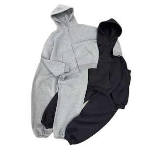 2025 vente en gros personnalisé 100% coton survêtements haute qualité surdimensionné Fitness sport survêtements fermeture éclair à capuche grande taille hiver - Product Image 1