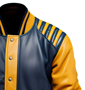 Chaqueta Varsity cálida de piel de oveja de cuero OEM personalizada, chaqueta Letterman de alta calidad recién llegada, chaqueta Varsity con cuello levantado - Product Image 3