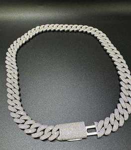 VVS Moissanite 18MM 22 pouces Chaîne à maillons cubain en or blanc 14k fini en argent sterling 925 - Product Image 3