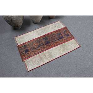 พรมตุรกีขนาด 2.1x2.9 ฟุต พรมวินเทจขนาดเล็ก พรมลายตารางสีแดง - Product Image 2