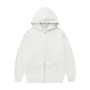 2025 logotipo personalizado hombres cremallera Sudadera con capucha a granel en blanco sudaderas con capucha Unisex logotipo personalizado algodón polar peso pesado Zip up Unisex Basics Hoodie - Product Image 3