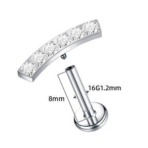 You Keen 16G titanio Labret labio Piercing pendiente Stud oro plateado Helix Tragus cuerpo para boda 14K para hombres - Product Image 6