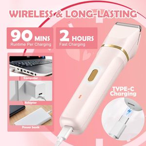 Depiladora Eléctrica Recargable 5 en 1 para Mujer, Recortadora de Bikini Húmeda/Seca con Depiladora Rotatoria, Resistente al Agua IPX7 para Rostro y Cuerpo, Repuesto - Product Image 6