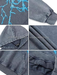 Sudaderas con capucha para hombre, Sudadera con capucha de gran tamaño, Sudadera con capucha de algodón térmico de felpa lavada, Sudadera con capucha Vintage de peso pesado, ropa de calle para hombre - Product Image 5