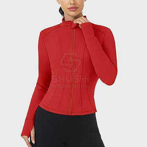 Chaqueta atlética con cremallera para Yoga transpirable ecológica de secado rápido de poliéster/algodón ropa deportiva de manga larga para entrenamiento de gimnasia para mujeres - Product Image 3