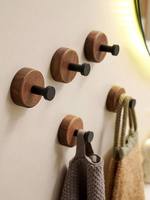 Crochets muraux en cuir et en bois robustes manteaux chapeaux sacs pour chambre salon salle de bain ou armoire