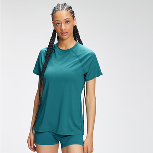 Women's <b>Raglan</b> Sleeve 100% Polyester Gym T-shirt Custom Logo Quick Dry Stretch Breathable Workout Tees Fitness Training <b>Top</b> OEM - Product Image 1