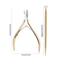 Ensemble de manucure en or 2/3/4 pièces, ciseaux à cuticules en acier inoxydable, pousse-cuticules, ciseaux pour peaux mortes, outils pour les ongles