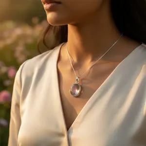 Collar de Moda con Colgante Chapado en Oro de 18K con Diamantes y Perlas para Uso Diario de Mujer, Disponible en Oro Blanco y Rosa - Product Image 3