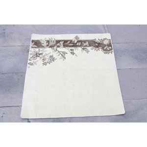 Tapis turc vintage, petit tapis de 2,8 x 2,7 pi (84 x 83 cm), tapis en laine blanc patchwork - Product Image 4