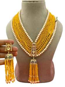 Latón Kundan cuentas largas fiesta desgaste collar conjunto indio tradicional Mala collar conjunto para mujeres hermoso diseño cuentas Mala - Product Image 3