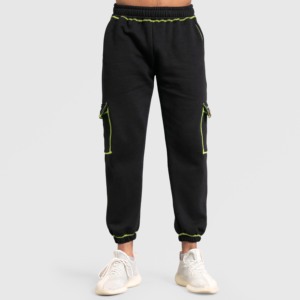 Sporty Black-Green Joggers XL Size Lightweight <b>Woolen</b> Fabric Zipper Decoration Waterproof Golf Pants for Spring Summer Spandex - Product Image 1