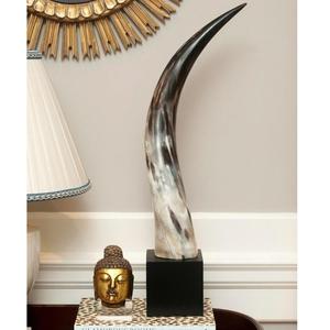 God Grace Craft Cuerno largo natural con base de piedra de ágata Decoración ecológica para el hogar para sala de estar Exhibición de Acción de Gracias - Product Image 2