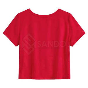 เสื้อครอปสตรีแบบลำลองปรับแต่งได้ผ้าฝ้ายโพลีเอสเตอร์แห้งเร็วพร้อมแขนสั้นสำหรับฤดูร้อน - Product Image 2