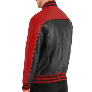 OEM personalizado de los hombres de la Universidad de color de bloque de cuero Varsity chaqueta negra de lana de cuero genuino mangas de alta calidad Varsity chaqueta - Product Image 6