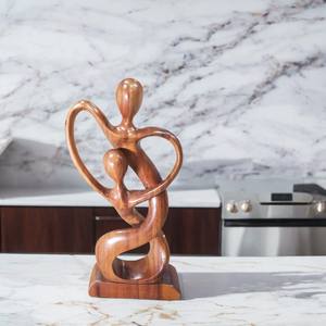 Sculpture en bois de teck de haute qualité faite à la main 'Connection', surface polie à la main, art d'exposition, sculpture gravée, artisanat de table - Product Image 5