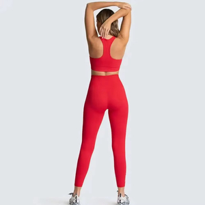 Conjunto de Yoga de cintura alta para mujer, ropa deportiva elástica de talla grande, incluye mallas y Sujetador deportivo - Product Image 3