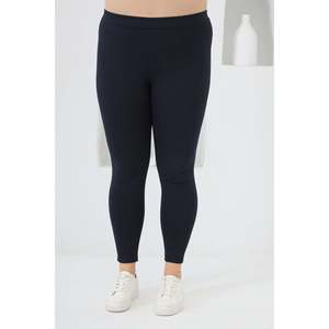 Leggings en tricot bleu marine pour femmes grandes tailles RMG - Collants extensibles à taille haute pour un confort et un style quotidiens - Product Image 1