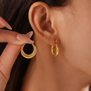 ต่างหูชุบทอง18K ทำจากสแตนเลส304เรขาคณิตวันหยุดที่หรูหรา1คู่ - Product Image 2