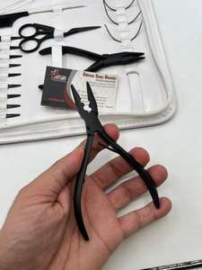 Kit d'outils professionnels pour extensions de cheveux noir mat, aiguilles à coudre, micro-perles, pinces à boucles, logo personnalisé, pinces en acier inoxydable pour - Product Image 4