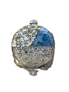 Premium fait à la main concepteur en laiton vadrouille pochette sac à main dames à la mode daim sac de soirée chaîne sangle fermeture magnétique nacre - Product Image 3