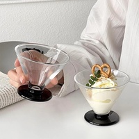 Ensemble de plateau de tasse à crème glacée classique Pudding Trifle Fruit tasse en verre transparent avec grande base colorée Tasse à dessert