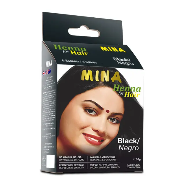 Henna Hair Color Black 100% Organic grey coverage Mina hair dye powder long lasting Indian henna for Shiny&Smooth Hair OEM Sale
