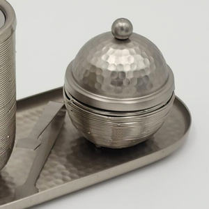 ชุดเตาเผาเครื่องหอมโลหะ ลายสลักด้วยมือ พร้อมฝาถ้วยสแตนเลสและถาดลายตอก สำหรับการทำสมาธิที่บ้านและอโรมาเธอราพี - Product Image 3