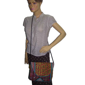 Banjara Bohemia unisex bolso de mano vintage étnico indio de moda patrón geométrico bordado borla Cum Sling algodón - Product Image 3