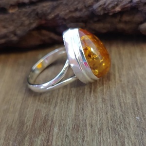 Anillo de ámbar báltico, joyería de piedras preciosas de Plata de Ley 925 para mujer, anillo de promesa de regalo, anillo de boda de diseñador de pera hecho a mano - Product Image 4