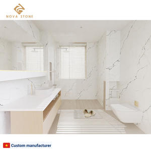 Panneaux muraux de douche en pierre de quartz mince NV762, panneaux arrière de meuble-lavabo, revêtements de baignoire, dalles de pierre de quartz technique - Product Image 3