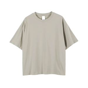 Hombres impresión personalizada Oem Mock Neck Streetwear camiseta de gran tamaño Boxy Fit Drop Shoulder 100% algodón en blanco - Product Image 5