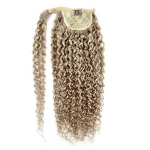 Extensions de cheveux humains bouclés crépus à clipser, blond cendré # 18a Body Wave Water Wave Yaki Style - Product Image 2