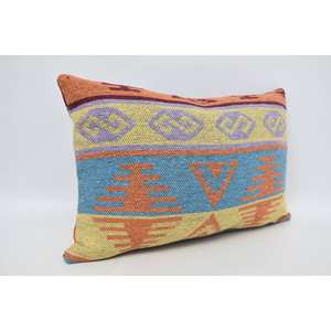 Multicolored Bohemian Wool Pillow 16x24 Inch Geometric Vintage Patterned <b>Cushion</b> Luxury Decorative <b>Cushion</b> Woven 18x18 Inch Size - Product Image 3