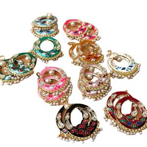 Rajasthani nouveauté traditionnel 2024 dernière conception nouveau Meenakari travail à la main Collection Style Jhumki boucles d'oreilles bijoux de mode - Product Image 2