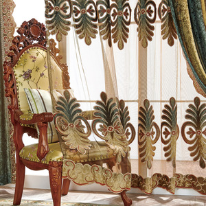 Oem logotipo personalizado diseño piso-techo ventana terciopelo bordado cortina <span class=keywords><strong>tela</strong></span> dormitorio sala de estar acabado cortina opaca - Product Image 5