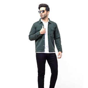 Veste en jean à capuche pour homme tendance avec logo sur le devant, décontractée, classique, élastique, respirante, manteau d'hiver - Product Image 1