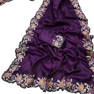 Sarees con Blusa de Piel Sintética Suave, Protección Solar, para Fiestas, Uso Casual de Verano, Estilo Tradicional Indio con Bordado en el Borde - Product Image 1