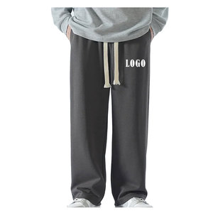 Nouveau unisexe surdimensionné jambe large strass hommes pantalons personnalisé strass brut ourlet bas français éponge Baggy pantalons de survêtement - Product Image 3